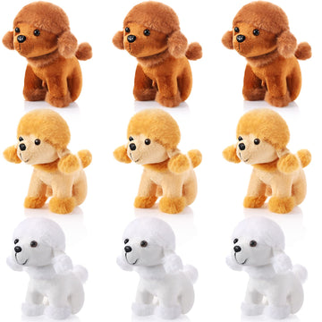 Sumind 9 Pcs Valentine Mini Plush Dog Stuffed Animals Bulk Dog Plush Party Favors Small Soft Plush Dog Toy For Easter Goodie Bag Fillers Baby Show Birthday(Poodle Puppy)
