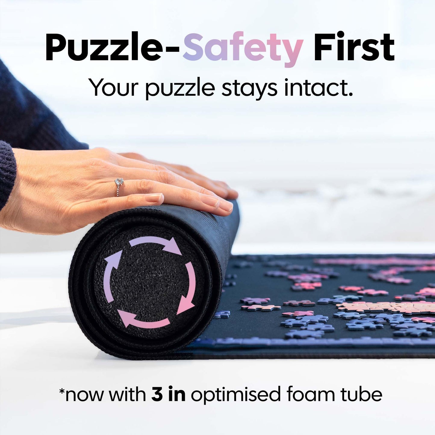 Puzzlup Puzzle Mat Rollup for 3000 Pieces - Black Non-Slip 37x59 Inches Neoprene Foam Saver