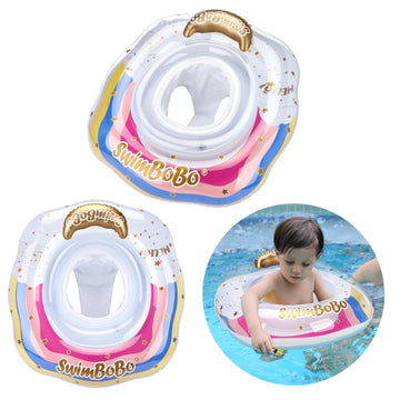 Swimbobo Inflatable Baby Swimming Float With Safe Seat For Age 6-36 Months Toddler (Rainbow)
