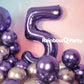 Rainbowq Party 5 Balloon Number 40 Inch For Boy Or Girl Big Purple 0-9 Foil Mylar Large 5 Number Balloon Happy 5Th Birthday Part