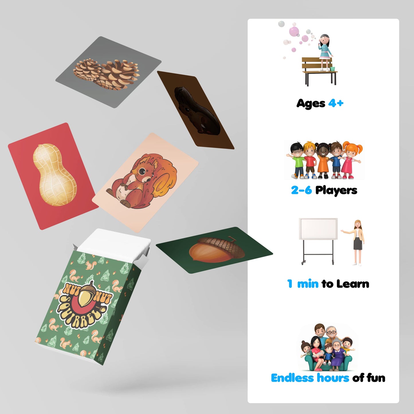 PBN'J Games LLC Nut Nut Squirrel! Card Game - Fun for Kids & Families, Ages 4+, Multicolor, Mom's Choice Award Winner