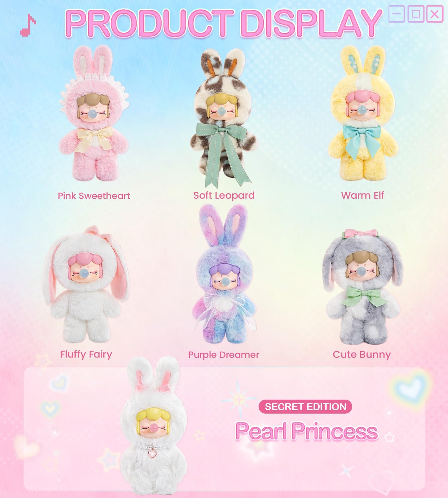 Rolife Plush Doll Shining Bunny Series, 7.8" Colorful Rabbit Toy, Random Design, Creative Collectible Gift