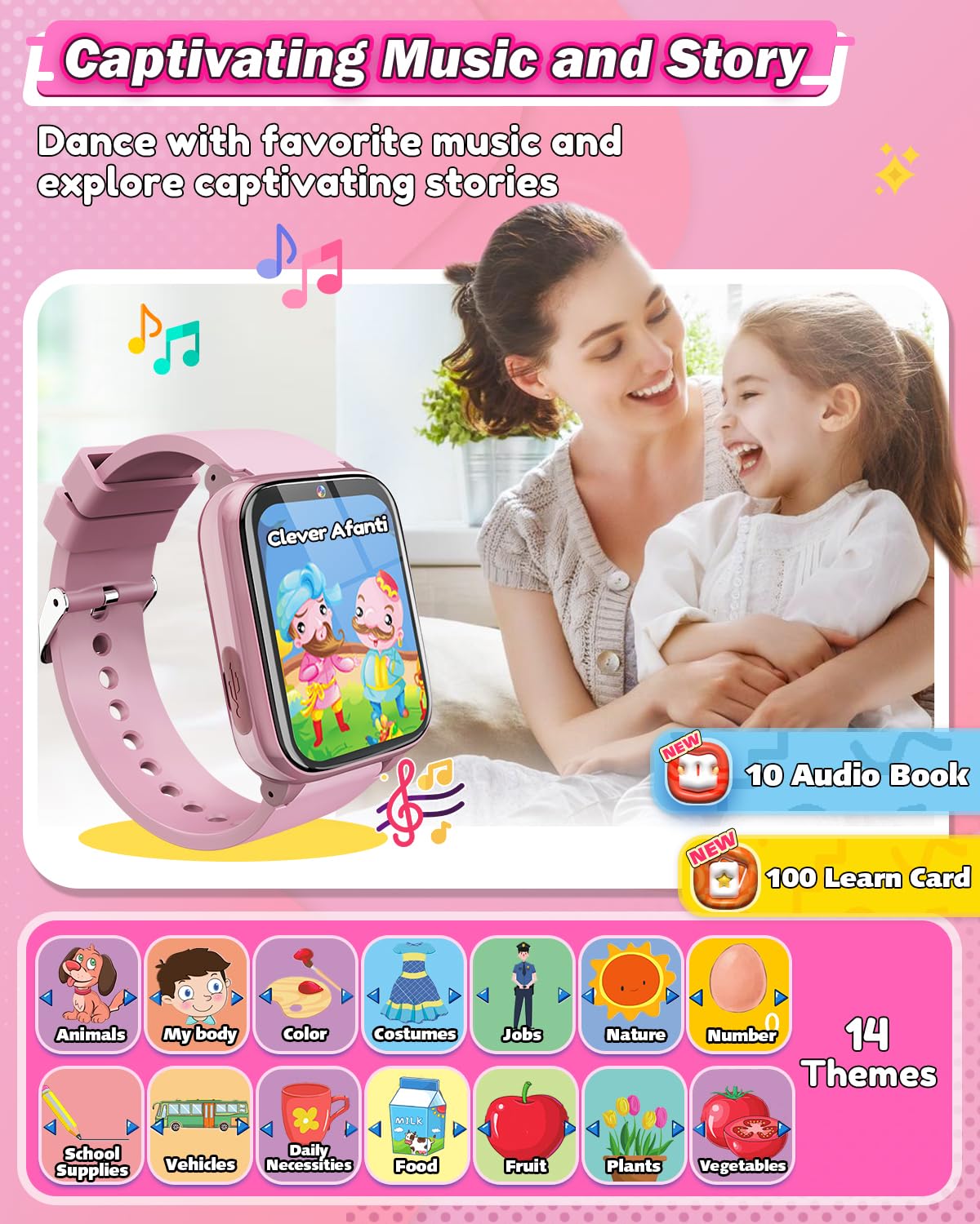 Sueseip Kids Smart Watches Girls Toys Age 6-8, Hd Touchscreen Dual Cameras Kids Watch For Girls Ages 8-10, Kids Toy With 26 Game
