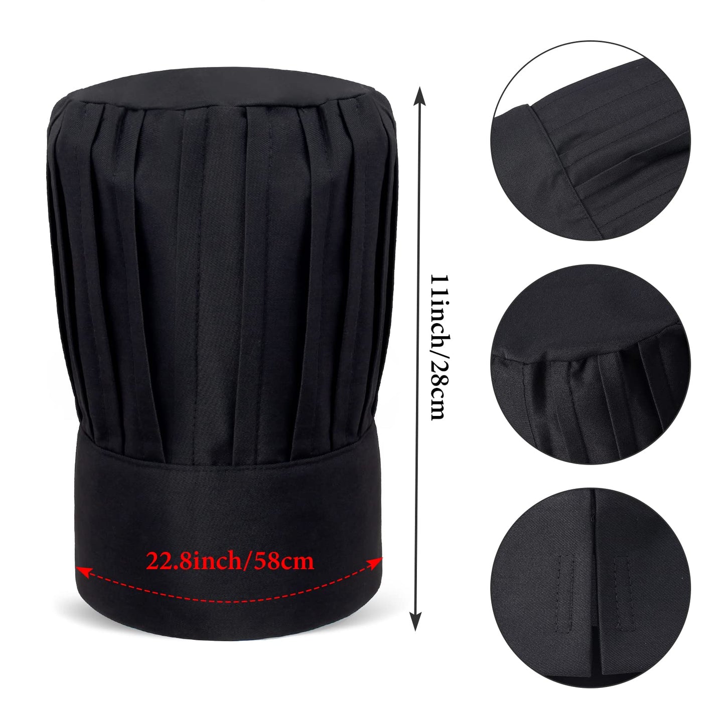 Keymall Kids Hibachi Chef Hat Teppanyaki Tall Chef Cap With Hachimaki Headband Tie Apron For Hibachi Birthday Party Costume(Blac