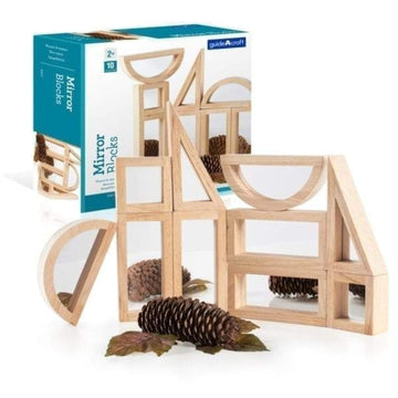 Guidecraft Mirror Blocks Set - 10 Pcs. Kids Learning & Educational Toys, Stacking Blocks, Block Play Accessory Set, Reflection Toy For Toddlers