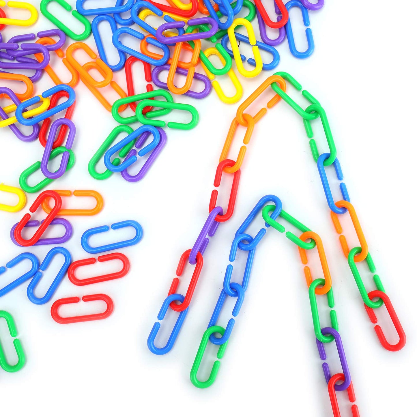 Suwimut 1000 Pieces Plastic C-Clip Hooks Chain Links, Interchangeable Rainbow C-Links Kids Learning Toys For Classroom Preschool, Sugar Glider Swing Climbing Cage Toys For Small Pet Rat Parrot Bird
