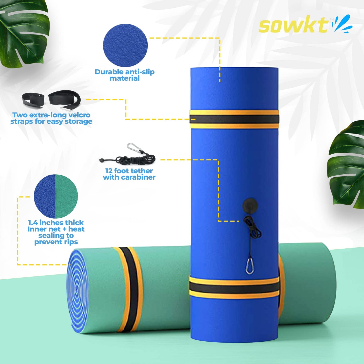 SOWKT Lily Pad Floating Mat (18 x 6 ft) - Made in USA - enhanced Floating Water Mat for The Lake and Boating - Giant Floating Water Pad for Lakes | Lilly Pad Floating Water Dock (Blue/Green)