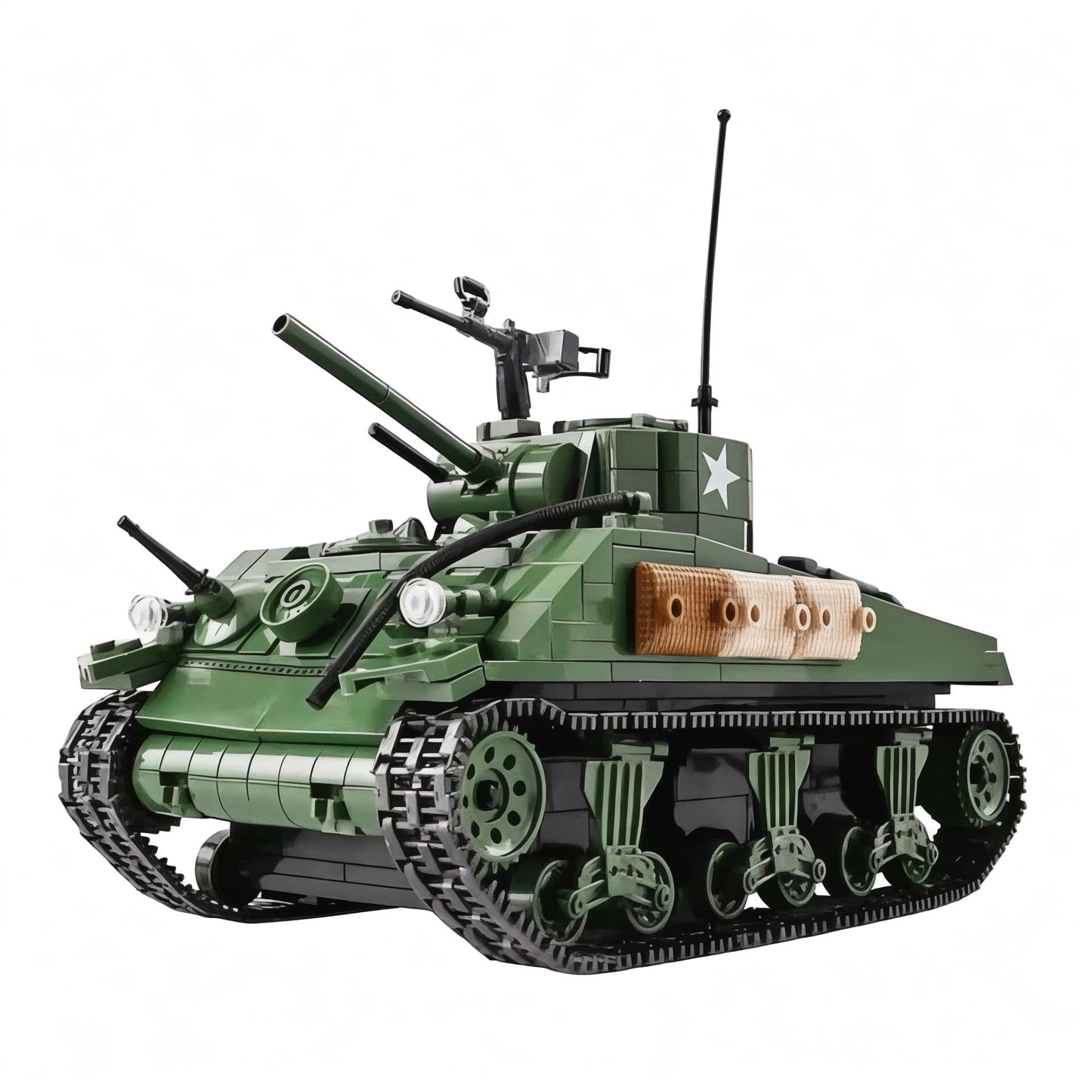 General Jim's 726-Piece M4A1 Sherman Tank Building Block Set - Detailed World War II Model with Rotating Turret  Printed Instructions  Compatible with Major Brands