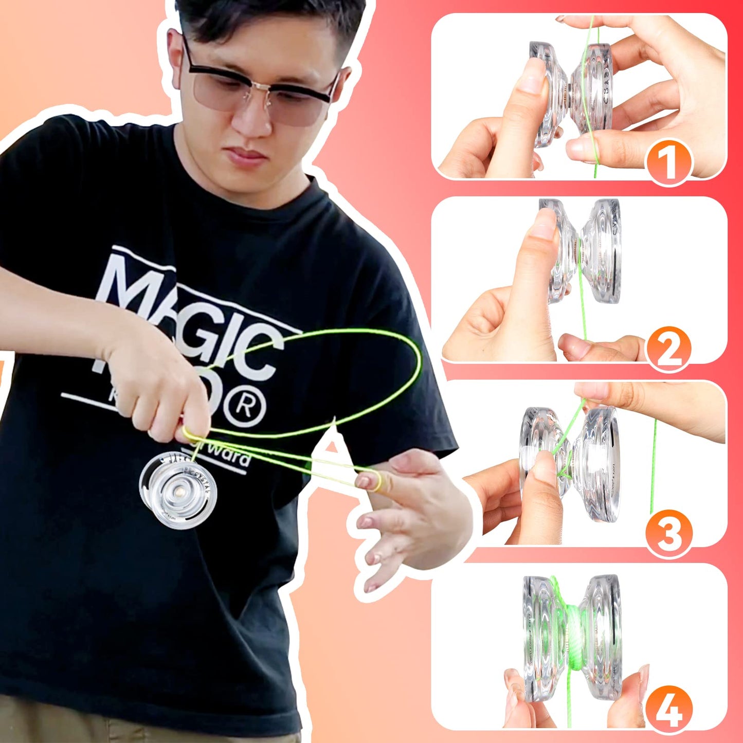 MAGICYOYO Yoyo Strings 25 Pack - 100% Polyester, 43.3" - Blue, Green, Yellow, Orange, Pink