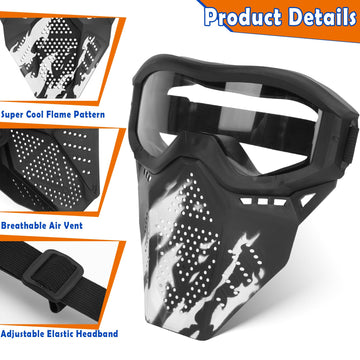 Pokonboy Upgraded 2 Pack Tactical Mask, Mask With Goggles Compatible With Nerf Rival, Apollo, Zeus, Khaos, Atlas, Artemis And N-