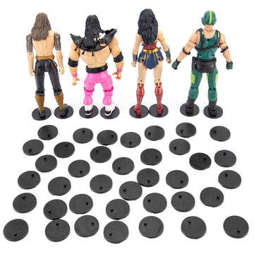 SIXPOINTS 36 Pieces Black Round Plastic Figure Display Holder Base ,6 inch Model Support Stands Compatible with 1/12 Marvel Lege