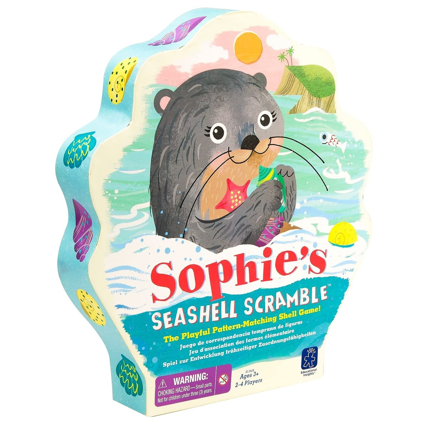 Educational Insights Sophie's Seashell Scramble Game, Matching & Patterns, Fine Motor Skills, Medium, Multi-color, Model EI-3418