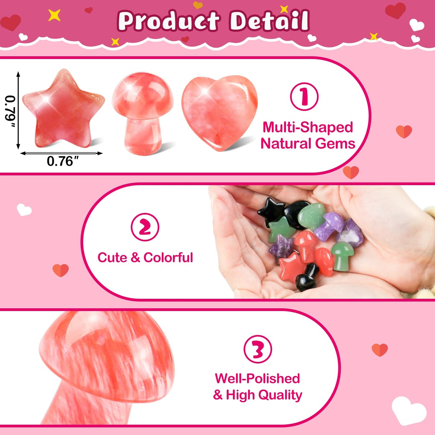 JOYPRO Valentines Day Gifts for Kids, 24 Pack Valentines Cards Goodie Bags with 24 Pcs Stones Bulk, Valentine Exchange Gifts Par