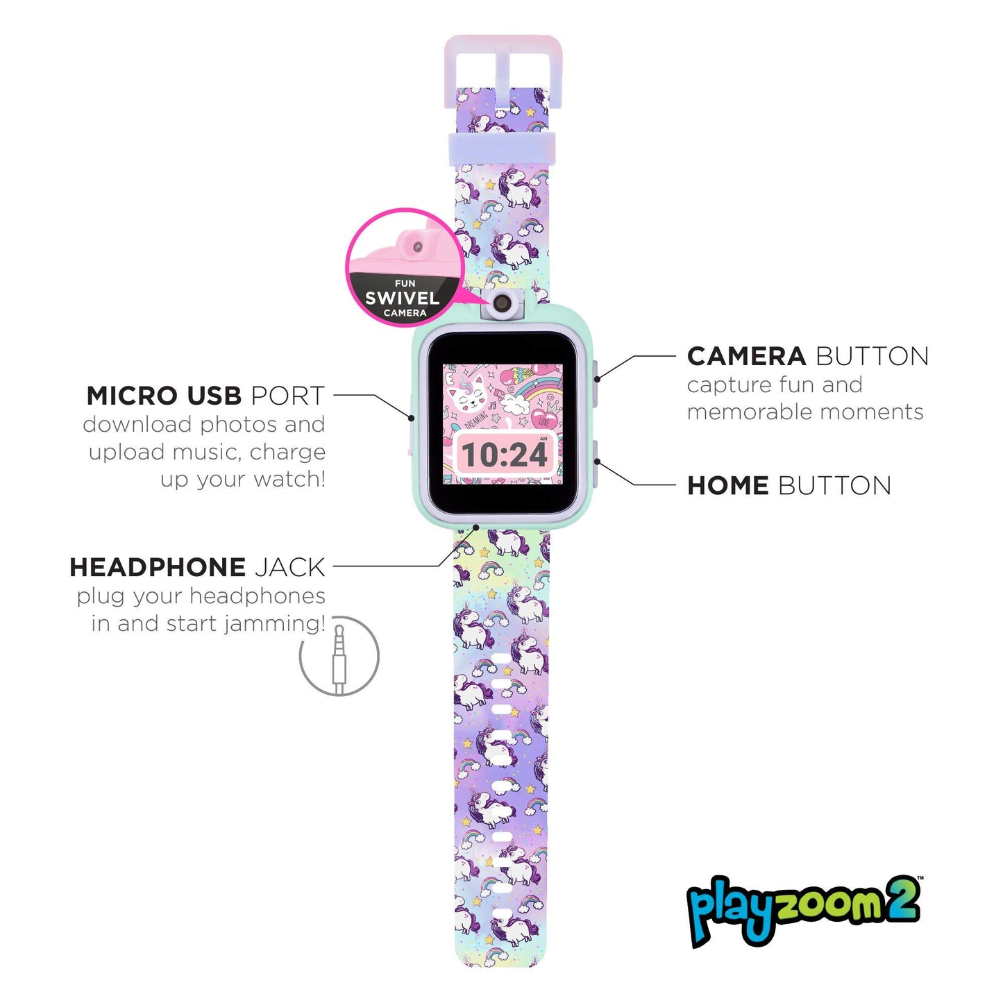 Smartwatch for Kids with Swivel Selfie Camera, STEM Learning, 20+ Games, Audio Bedtime Stories, Store Music for Kids Toddlers Bo