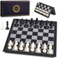 AMEROUS 10 Inches Magnetic Travel Chess Set with Folding Chess Board - 2 Extra Queens - Storage Bag for Pieces - Instructions for Beginner  Kids and Adults-New