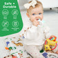 Move2Play, 8 Piece Baby Rattle And Tummy Time Mat Set | Rattling And Silicone Teething Toys | Babies Toy 3-6 Months | 3, 4, 5, 6 Month Old Must Have | Infant Gifts For Boys And Girls