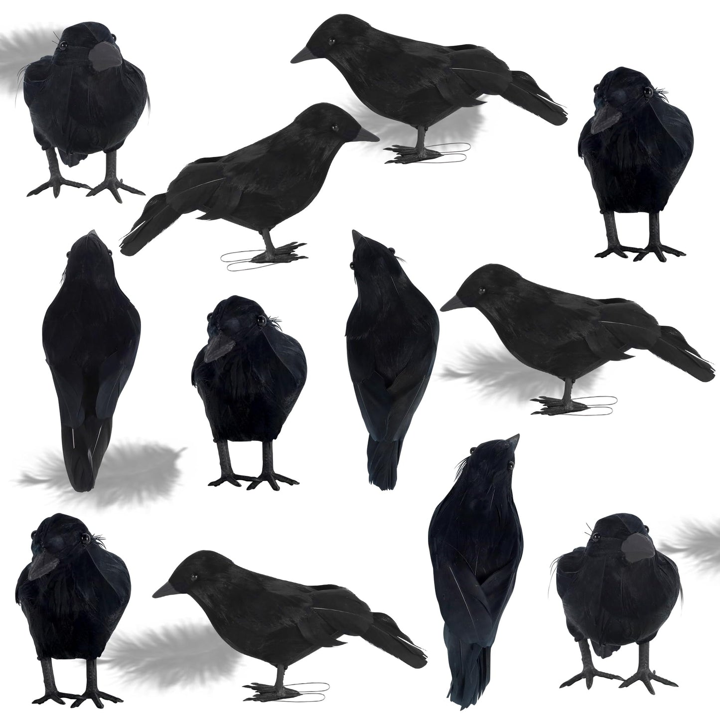 ATDAWN Halloween Birds  Black Feathered Crows  Realistic Looking Halloween Birds Decoration Birds  6.2 (12)