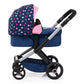 Bayer Design Dolls: Pram Xeo - Blue, Pink, Stars - Includes Shoulder Bag, Fits Dolls Up To 18'', Convertible To A Pushchair, Adj