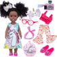 Zqdoll Black Doll And Black Baby Doll Clothes 14.5 Inch African American Silicone Girl Doll With 2 Sets Clothes And Travel Equip