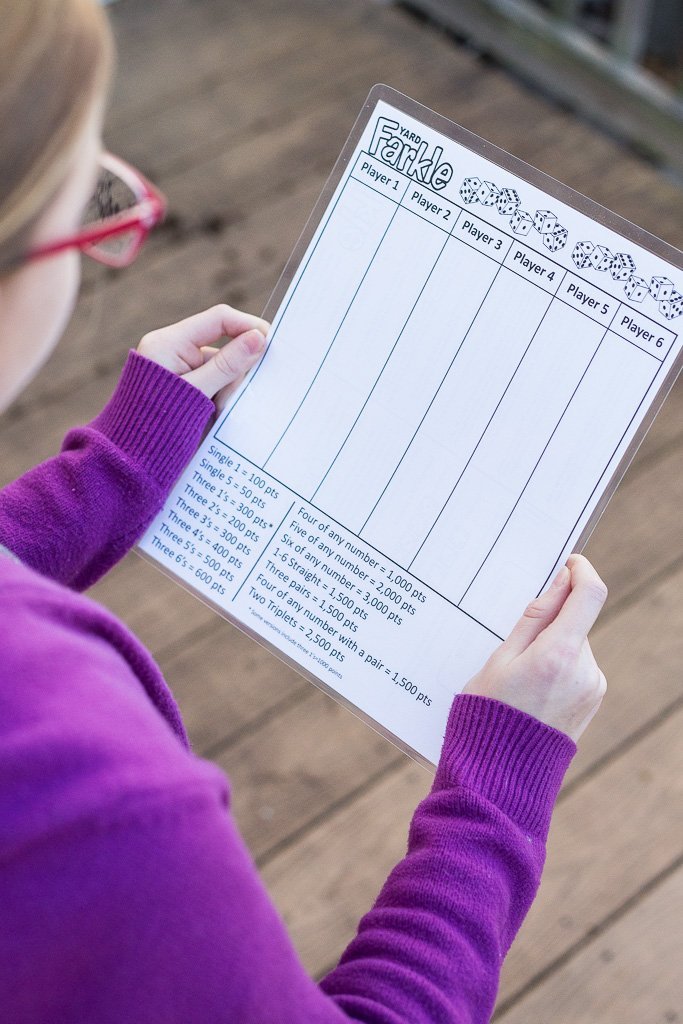 Yard Farkle Score Cards With Rules On The Back- Laminated Farkle Score Card, Reusable Score Card, Size- 8.5'' X 11'' (Five Farkl