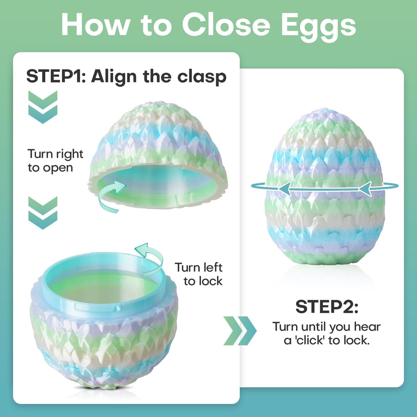 FYEFKJSA 3D Printed Dragon Eggs with Dragon Inside - 12Inch  Articulated Fidget 3D Printed Animals  Interesting Decorative Gift  Easter Basket Essentials Stuffers (Silk Macaron)