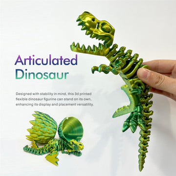 Easter Basket Stuffers-3D Printed Dinosaur Toy, Mystery Crystal Dinosaur Egg With Articulated Tyrannosaurus Rex, Easter Basket Gifts Flexible Rexi Toys, Dragon Egg Fidget Toy For Autism (Yellowgreen)