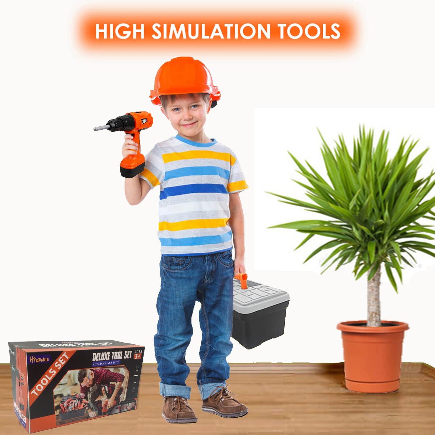 Mscredse Kids Tool Set kit Pretend Play Set Toddler Tool Toys with Construction 48Pcs Electric Drill Gifts for Boys Girls Kids T