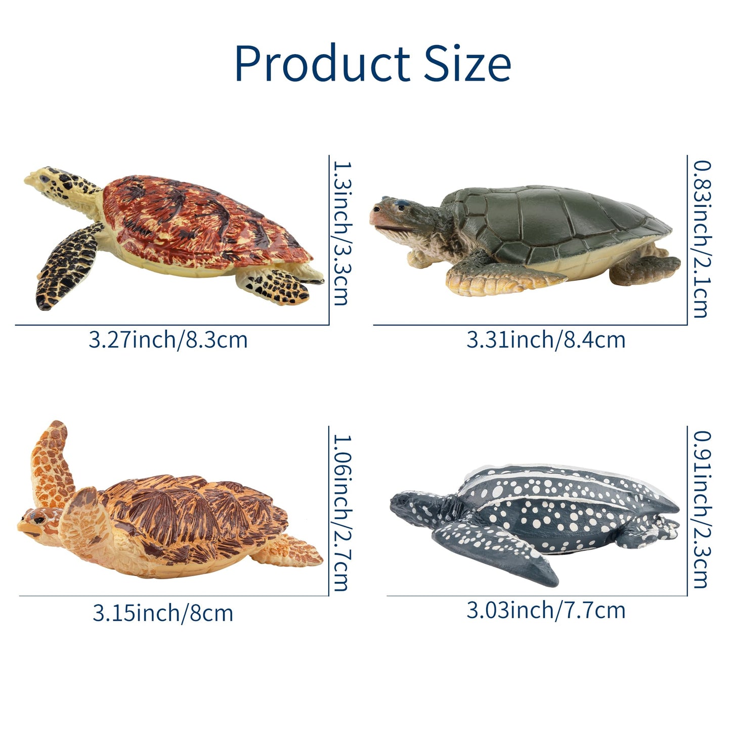 Toymany 6PCS Sea Turtle Figurines Set - Realistic Plastic Ocean Animals for Kids, Educational Toy, Cake Toppers, Birthday Gift