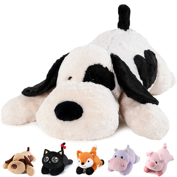 Meowtastic Black & White Dog Weighted Stuffed Animals - 28 Inch 5.0 Pounds Weighted Plush Dog Stuffed Animals - Large Stuffed Dog Plush Pillow - Cute Plush Toys Gifts For Kids & Adults (28' 5.0 Lbs)
