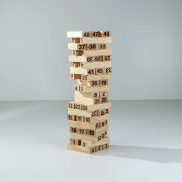 Woodlyra Wooden Number Stacking Tower Game For Kids, 54 Educational Balancing Building Blocks, Montessori Learning Puzzle Toy, F
