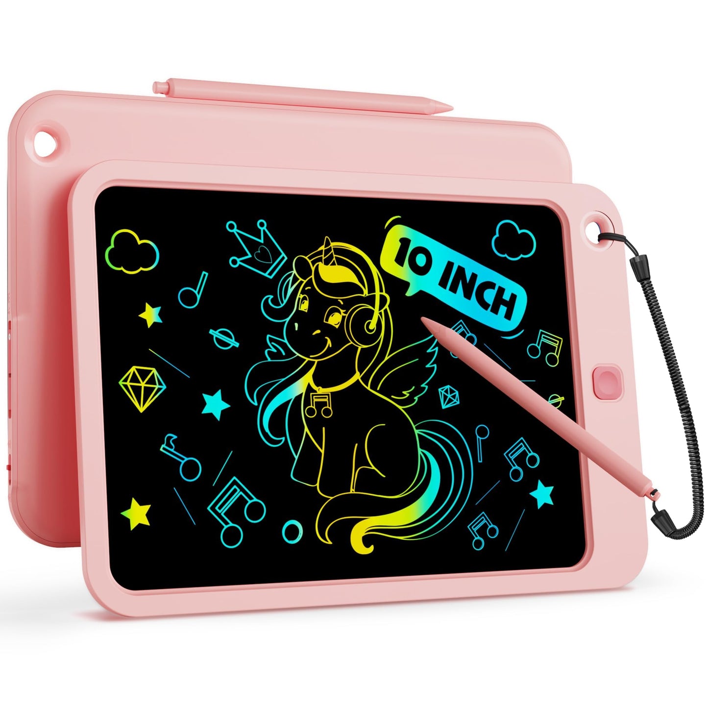 bravokids 10 Inch Drawing Tablet for Girls, Colorful LCD Writing Tablet for Kids, Erasable Drawing Pad for Toddler, Learning Pai