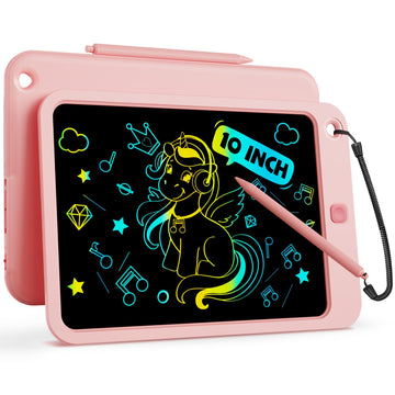 bravokids 10 Inch Drawing Tablet for Girls, Colorful LCD Writing Tablet for Kids, Erasable Drawing Pad for Toddler, Learning Pai