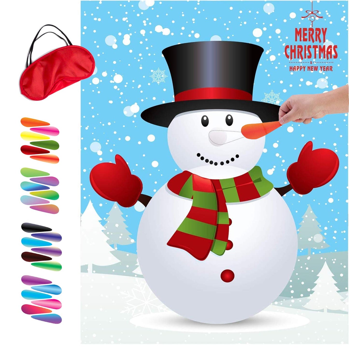 MISS FANTASY Christmas Games for Kids Party - Pin Nose on Snowman  Christmas Party Decorations  Activities & Game for Family & mature-themeds - Xmas Gifts