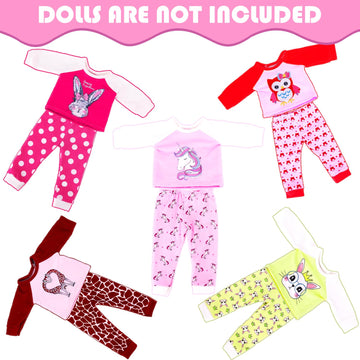 Zita Element 5 Sets Baby Doll Clothes Outfits Casual Wear For 14-18 Inch Doll, Doll Clothes For Alive Doll 10 Pcs Baby Doll Acce