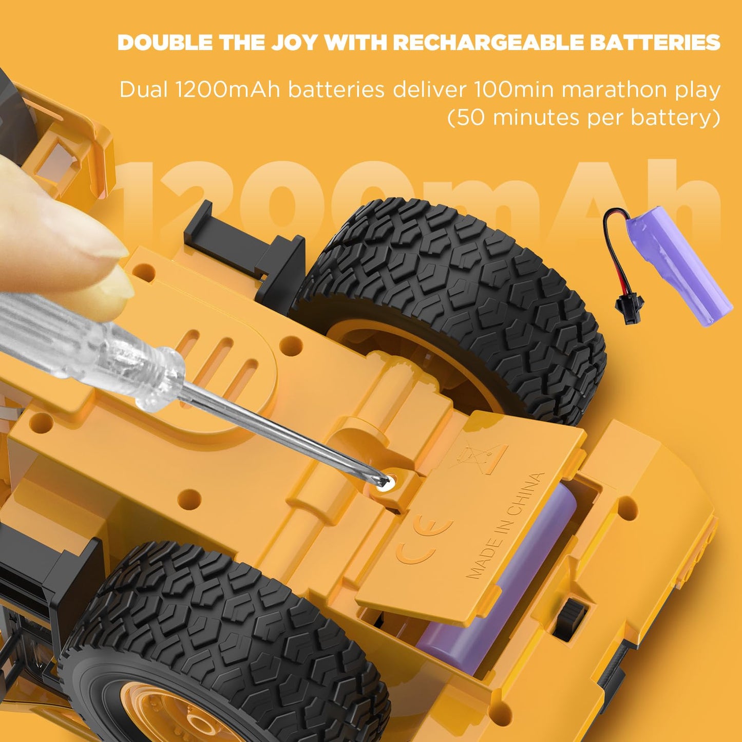Kidditoy 7-Channel Remote Control Road Roller Toy, [2025 Upgraded] 1:18 Scale Construction Vehicle, 100Min Playtime, Realistic S
