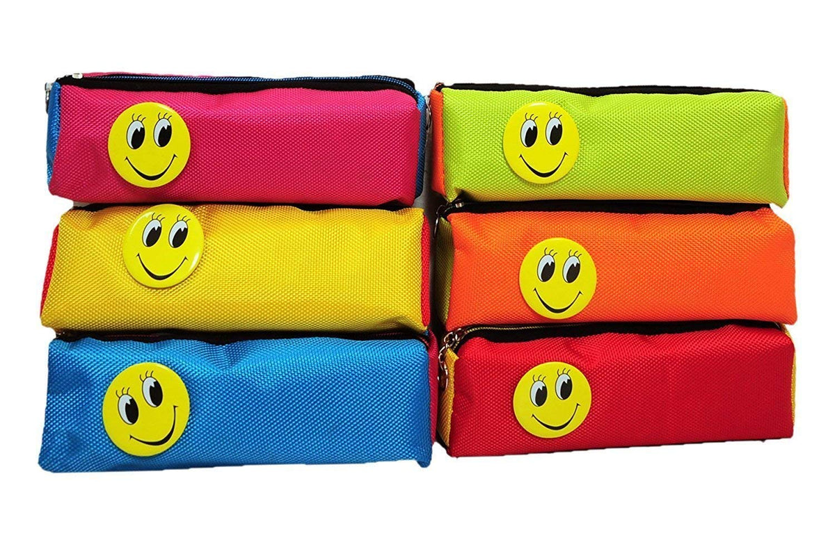 LITTLEMORE Pencil Pouch and Cosmetic Case for Boys and Girls New Smily Pencil Pouches [Pack of 5]