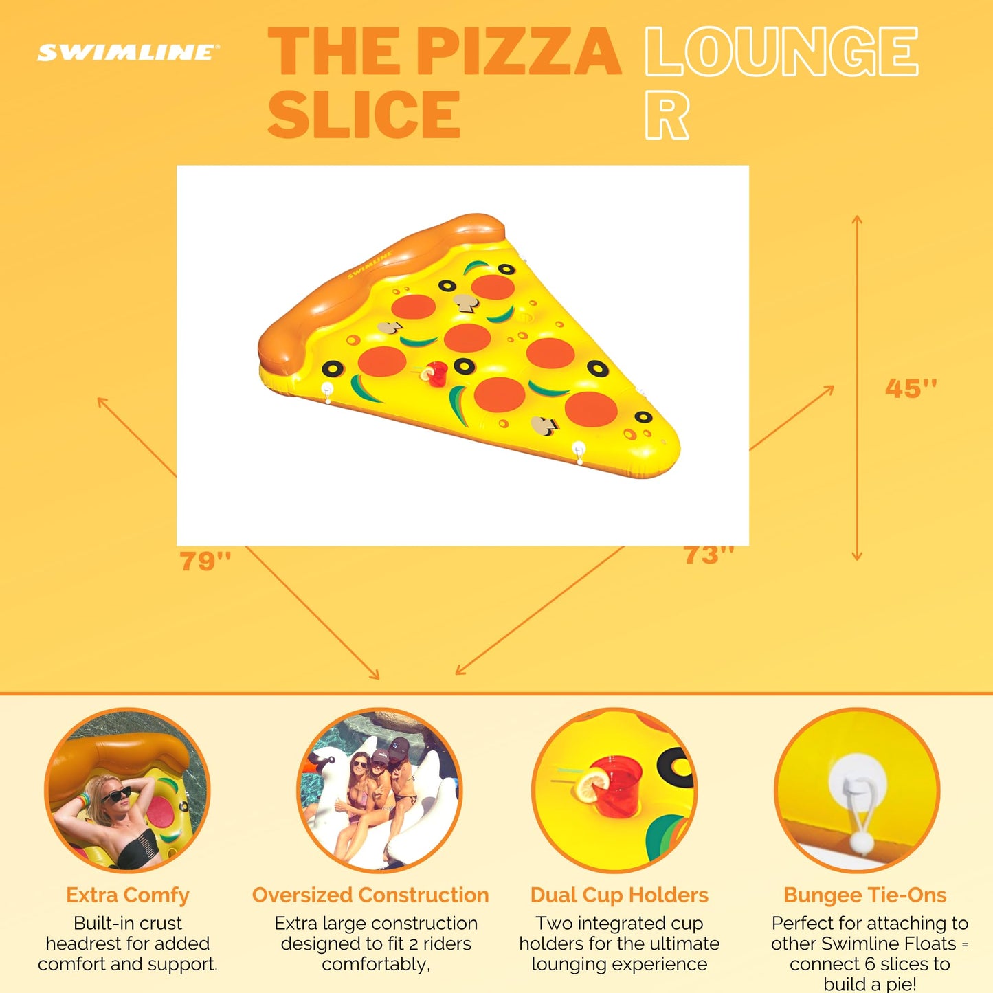Swimline Inflatable Pizza Slice Pool Float, Multicolor