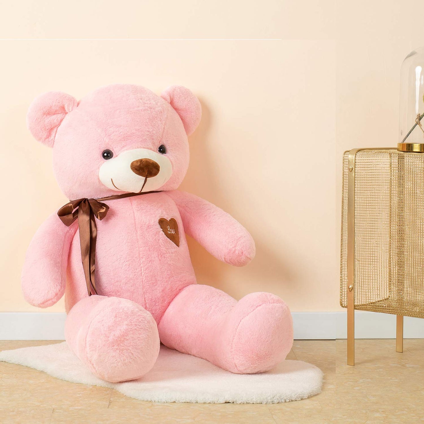 Yunnasi Big Teddy Bear Stuffed Animal 31.5 Inch Giant Teddy Bear With Love Heart Large Plush Toy Huge Soft Doll Gift For Kids Girls Girlfriend On Birthday Valentine'S Day Christmas Baby Shower Pink
