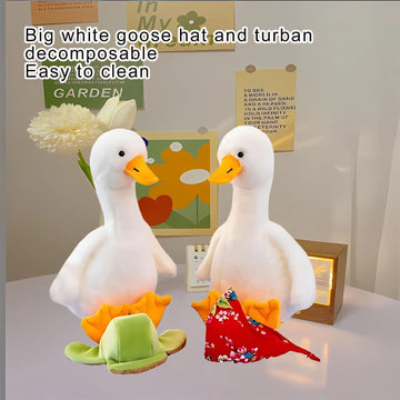 Chelei2019 13.8'' Goose Plush Funny White Goose Stuffed Animal Toy Soft Doll Kids Gift(Hat)