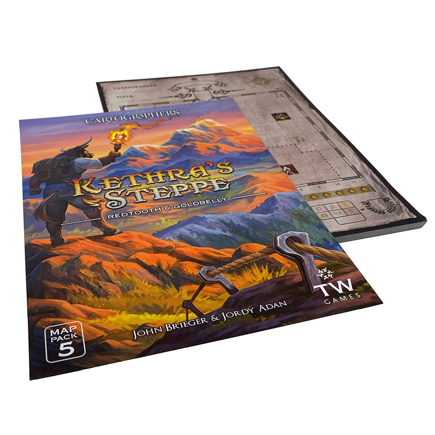 Thunderworks Games - Cartographers: Map Pack 5, Kethra’S Steppe |Expansion For The Award-Winning Game Of Fantasy Map Drawing | Strategy Flip And Write Board Game | Family Game For 1-75 Players