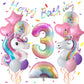 Unicorn 3Rd Birthday Party Decorations For Girl Purple Pink Unicorn Party Theme Balloon Set, Large Rainbow Unicorn Helium Balloo