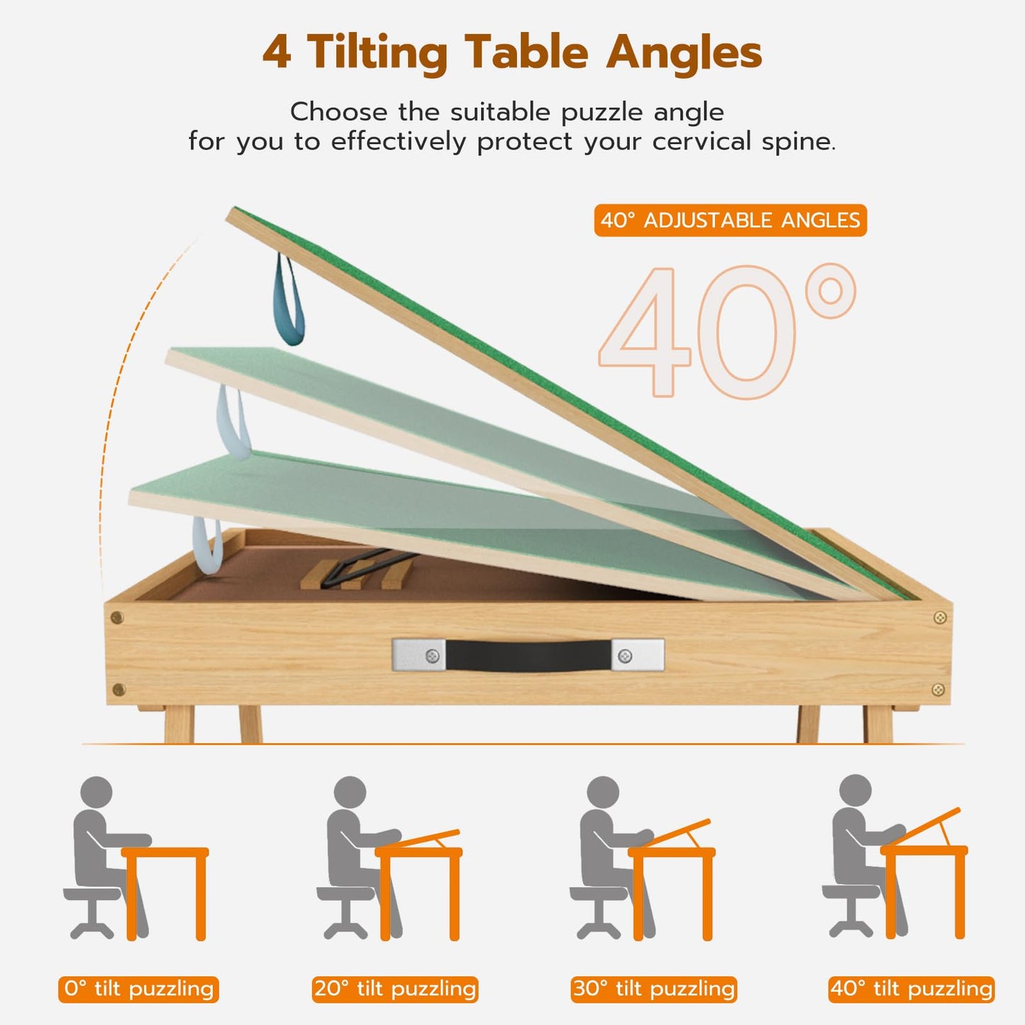 UPVERCY 3-in-1 Folding & Tilting & High 1000 Pieces Puzzle Table with Drawers, 24.8  H Tall Puzzle Board with Protective Cover f