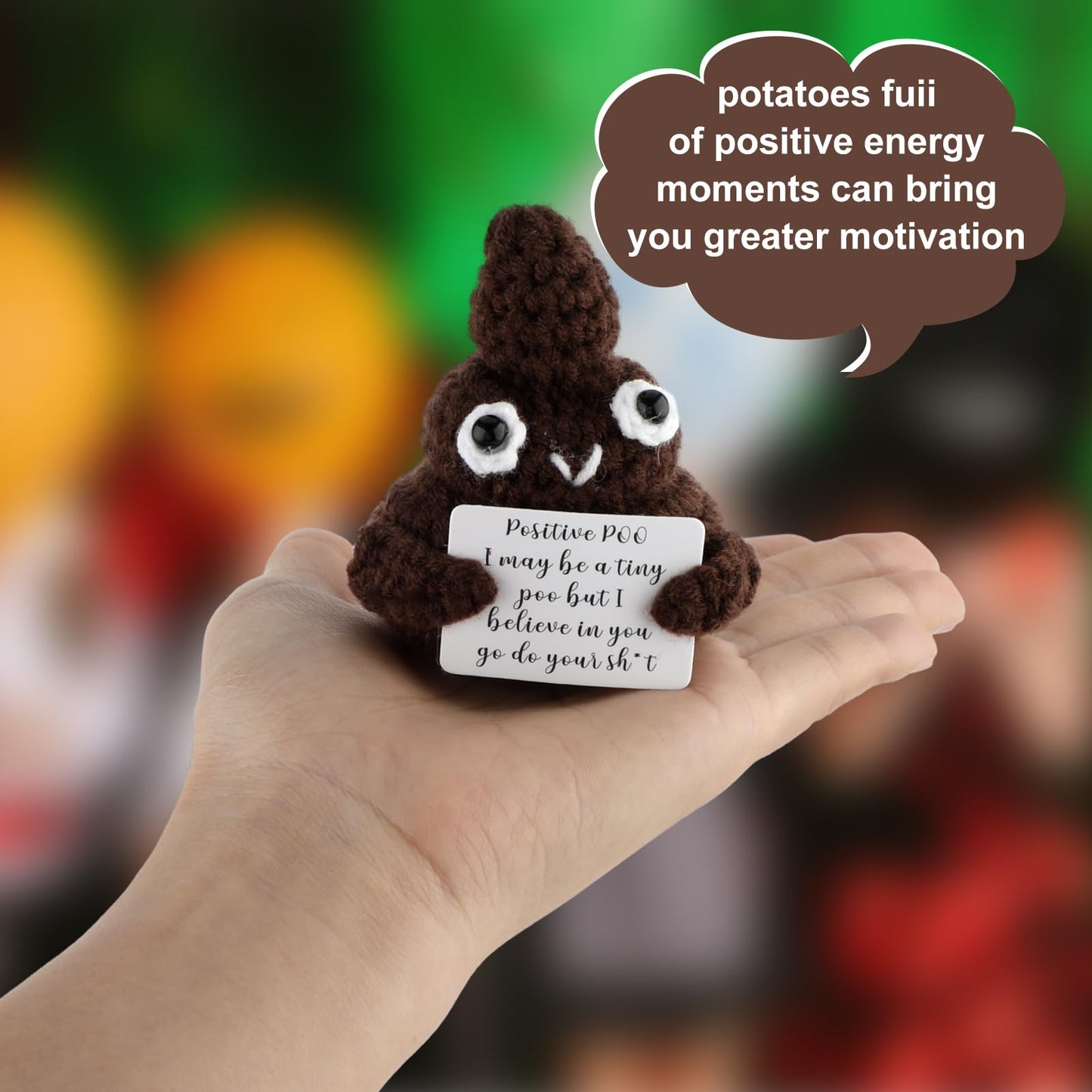 Dslsqd Mini Funny Positive Poo, 3 Inch Positive Poo Crochet Cute Wool Funny Knitted Positive Poo Doll Cheer Up Gifts For New Yea