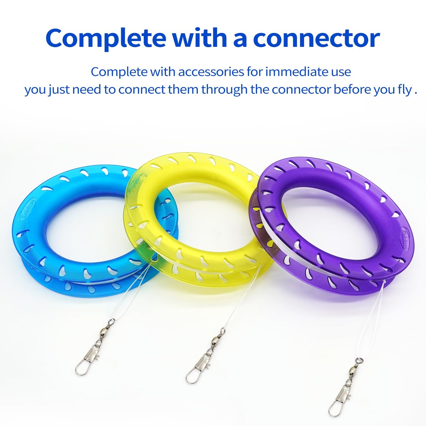 Kaiciuss 3 Pack Kite String Hoop For Kids, Kite Spool Set For Boys & Girls, Kite Handle Kit With 300 Feet Line For Each Kite Ree