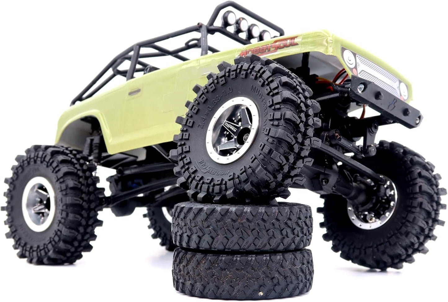 HOBBYSOUL 1.0 Mud Tires 61 * 22.4mm Super Soft Sticky 1.0 Crawler Tires for RC 1/18 TRX4M 1/24 AX24 SCX24 FCX24 Upgrade