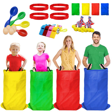 Titgipe Potato Sack Race Bags - 32Pcs Outdoor Games Sack Race Bags For Adults And Kids,3 Legged Race Bands,Egg Spoon Relay Race,