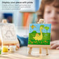 Arteza Kids Dinosaur Painting Kit, 4 Canvases 3 X 3 Inches, 4 Easels, 12 Acrylic Paints, 2 Paint Brushes, 1 Palette, Kids Activities For Ages 6 And Up