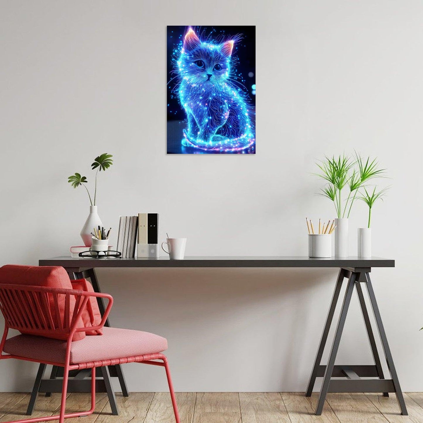 Great Jigsaw Puzzles for mature-themeds 300 Pieces Animal Cute Blue Glowing Cat Puzzles for mature-themeds Toys Gift Family Decoration Kids Puzzle