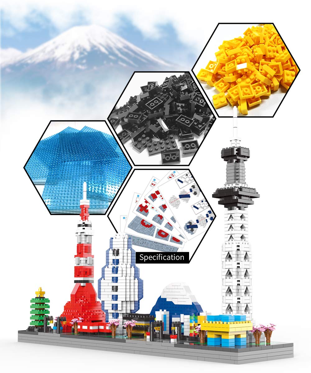 DOLBLOCK Micro Building Set - Tokyo Skylines Architecture Kit, 1880 Pieces, ABS Material, Japan Tokyo Skyline Design, Model 8006