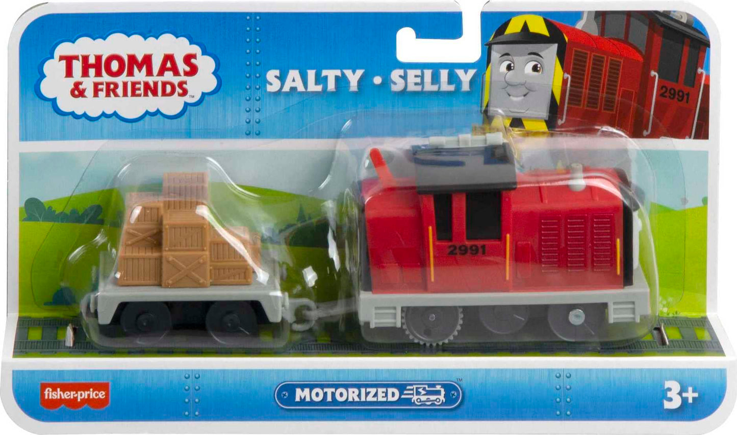 Thomas & Friends Motorized Toy Train Salty Battery-Powered Engine With Cargo Car For Pretend Play Preschool Kids Ages 3+ Years